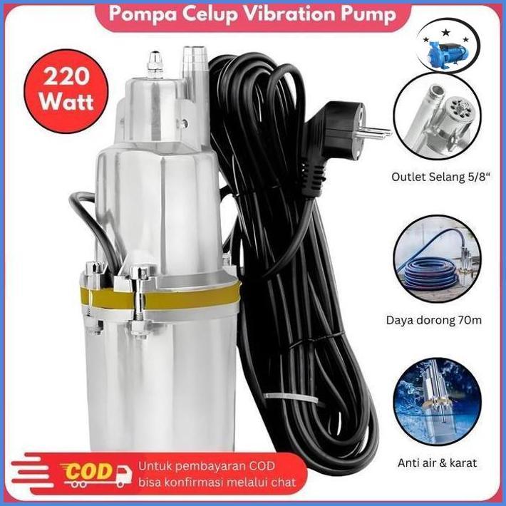 Pompa Getar Rucheek Vibra Pump 70 Meter Pompa Sumur Bor 220 Watt Water Pump Submersible Vibra Pompa 