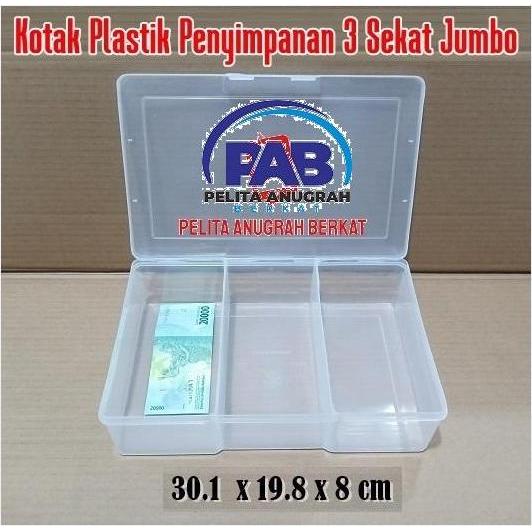 Documento- Kotak Plastik Penyimpanan 3 Sekat Jumbo Uang Kertas Giro Cek Kas Kecil