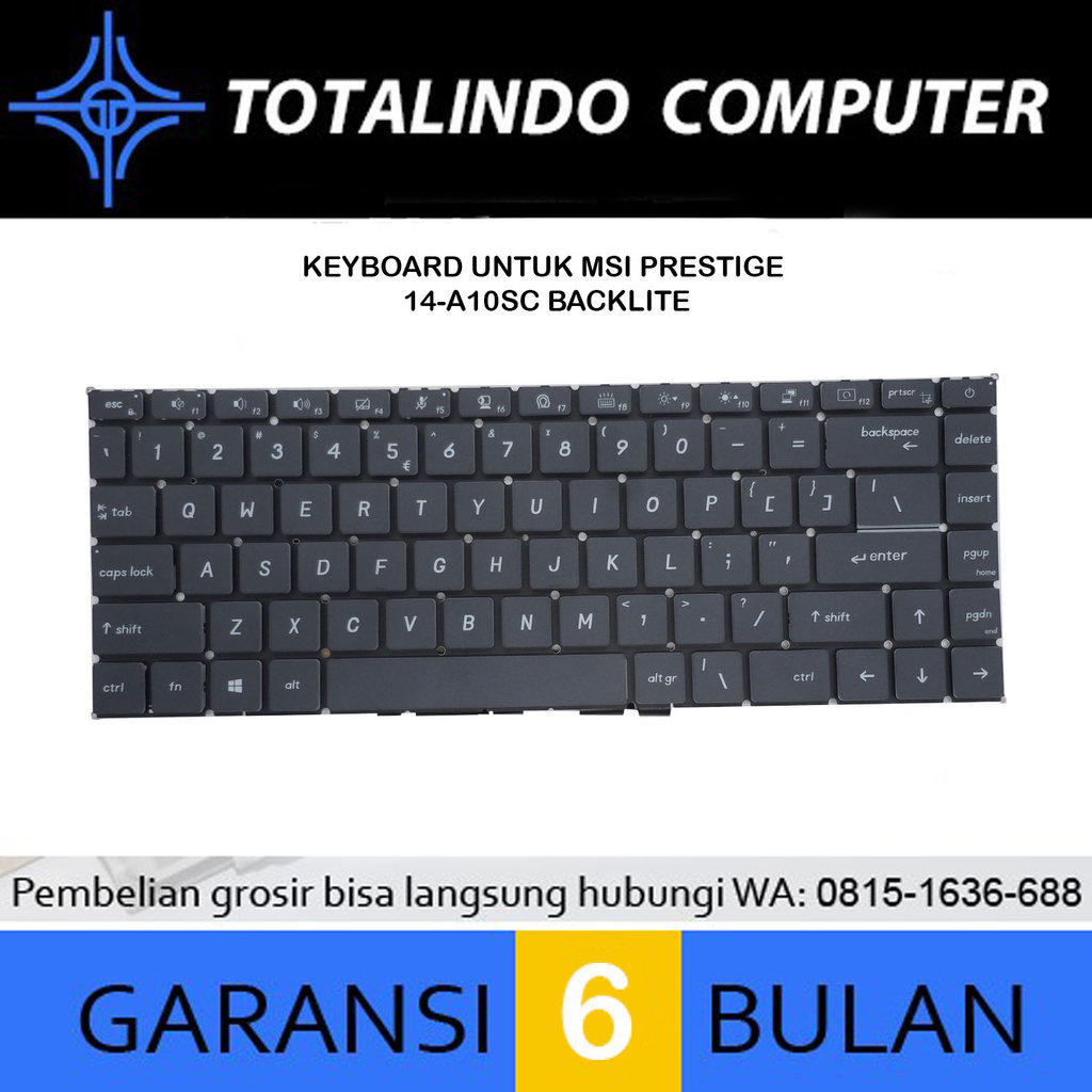 Keyboard Untuk MSI Prestige 14-A10SC Backlite