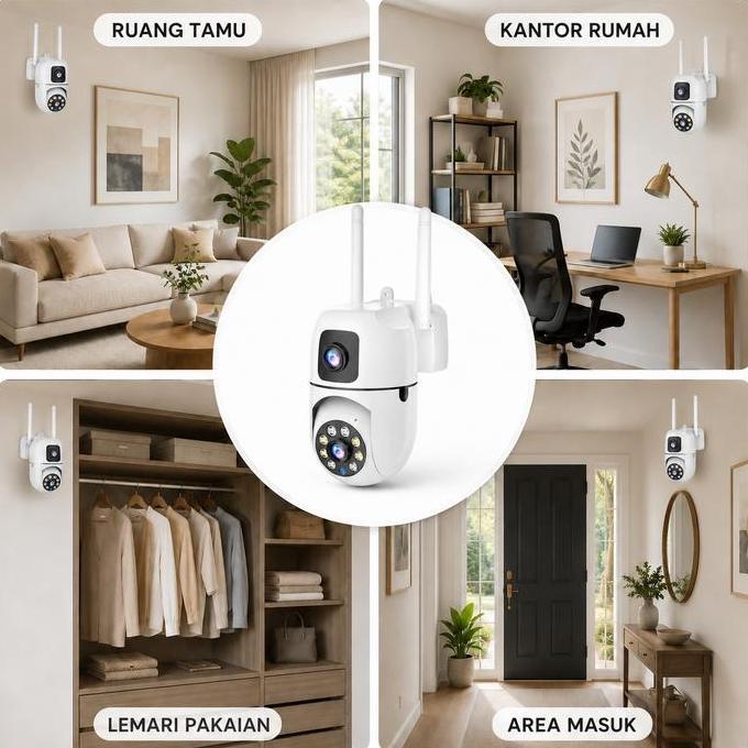 SSQ33-Q33 AJCloud Kamera Keamanan cctv bisa ngomong darihp PTZ LensaGandaLuar Ruangan -HD 1080P, Nir