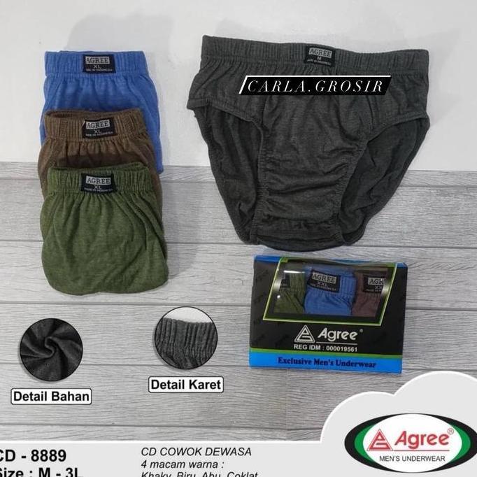 3pcs_CD pria AGREE 8889 model maxi / celana dalam pria dewasa agree 8889 / celana dalam cowok agree 