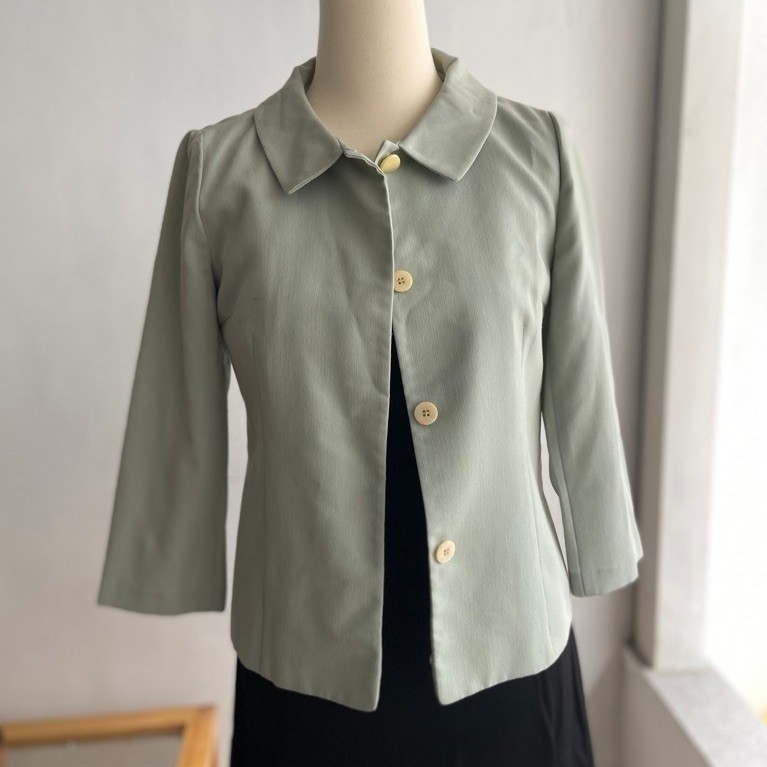 [Preloved] Blazer Linen Sage Zooc uk S