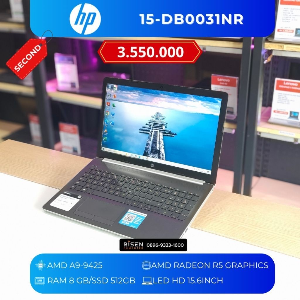 HP 15-DB0031NR AMD A9-9425 RAM 8GB SSD 512GB HD 15,6Inch Notebook Second Bekas Laptop
