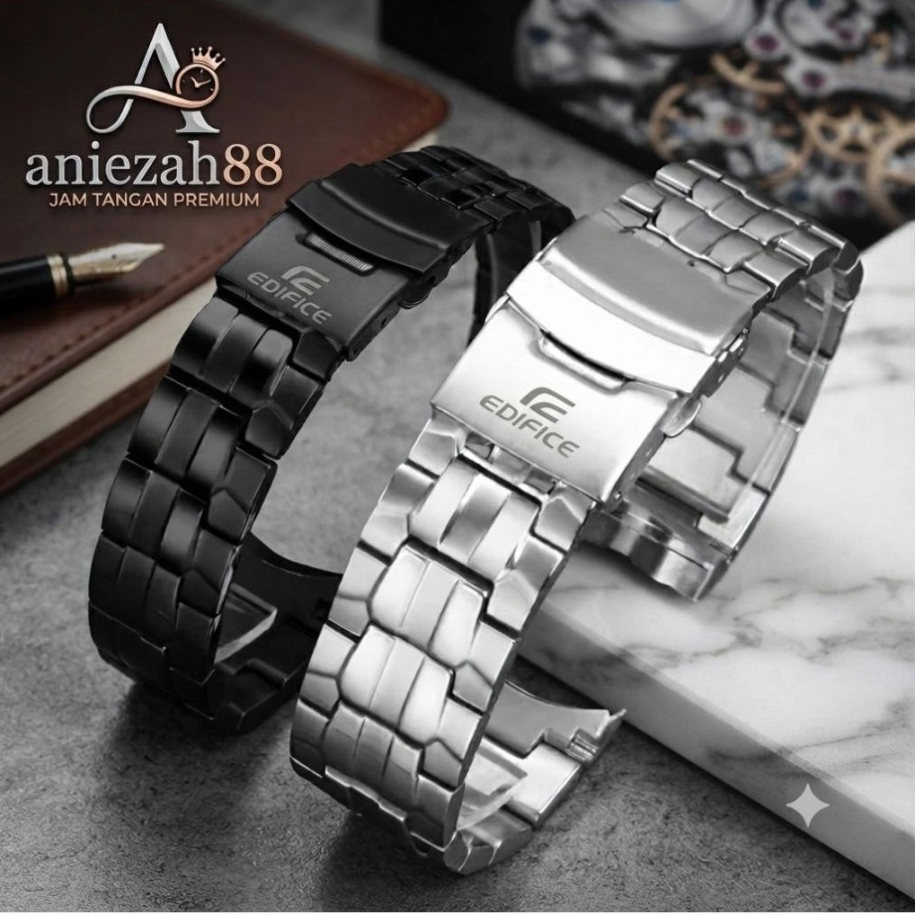 Tali Rantai Jam Tangan Casio Edifice EF-550 Rantai Stainless Steel 22mm Logo Edifice