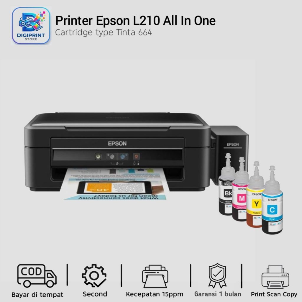 Printer Epson L210 Print Scan Copy bekas siap pakai
