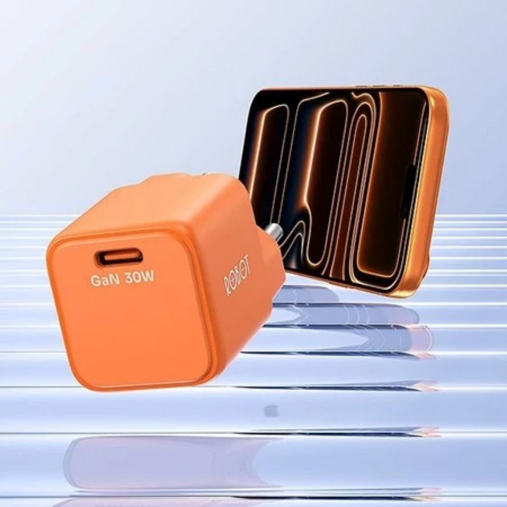 ROBOT RT-G30 Orange Charger GAN 30W USB-C PD QC3.0 Fast Charging Charger iPhone 17 Orange Original R