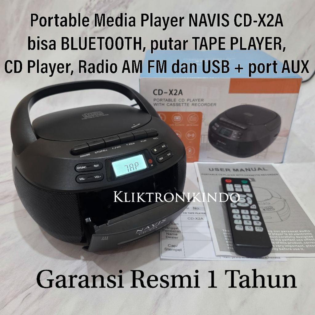 Compo Navis CD-X2A Tape/CD/USB/Radio AM/FM/Bluetooth/Aux Port Media Player Navis CD-X2A