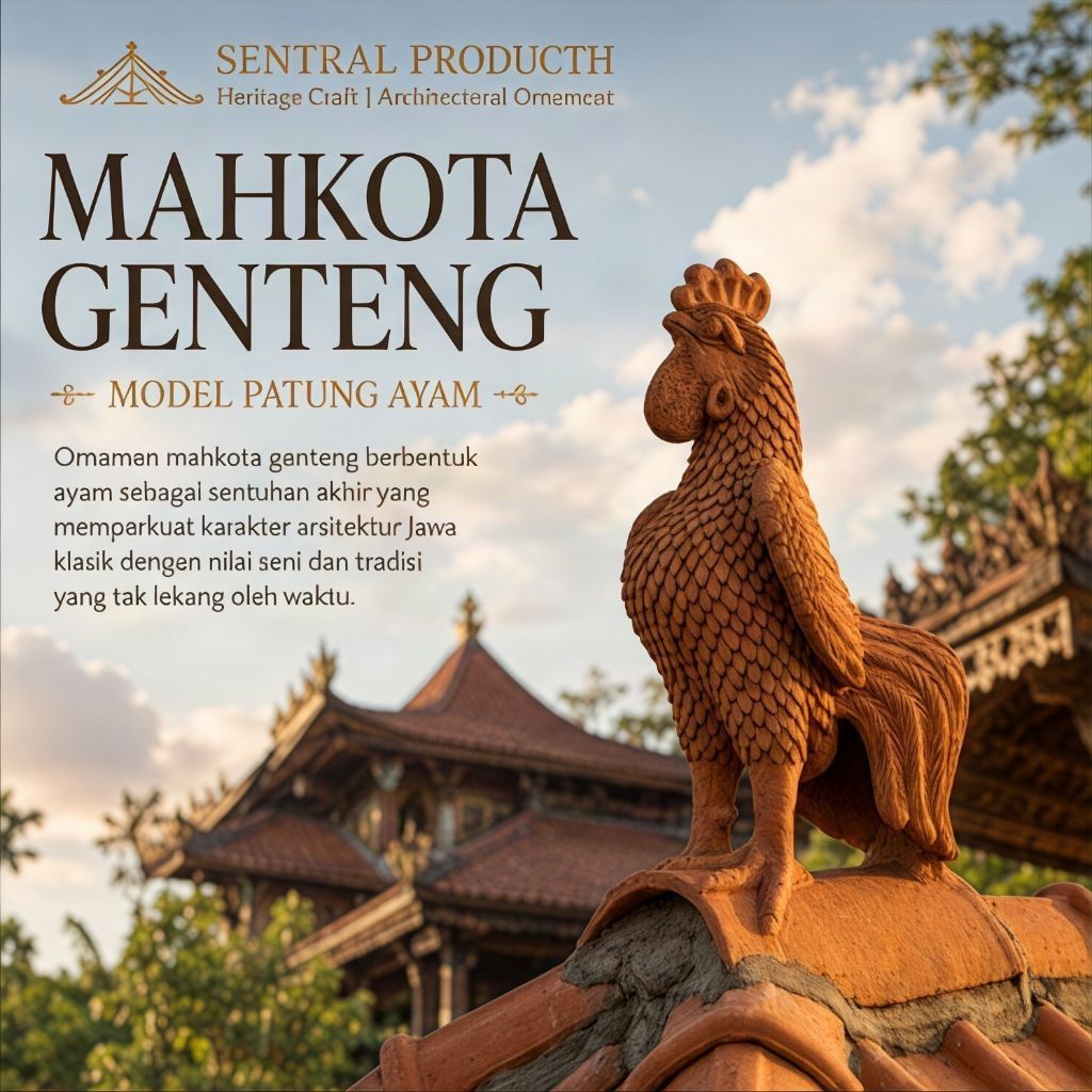 Genteng Hias Patung Ayam Jago/Wuwung Mahkota Ayam Jago/Accessories Hias Atap( WAJIB BACA DESKRIPSI )