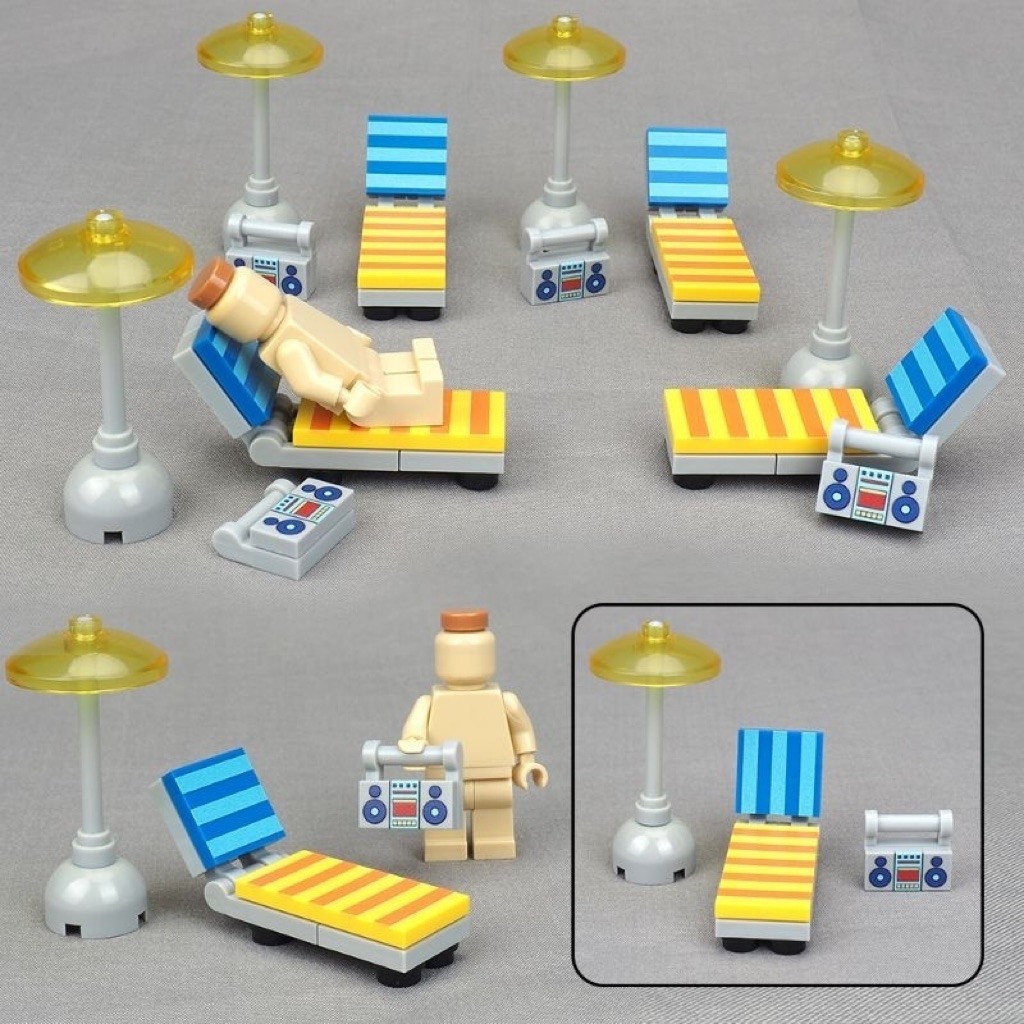 diorama kursi malas pantai mainan balok
