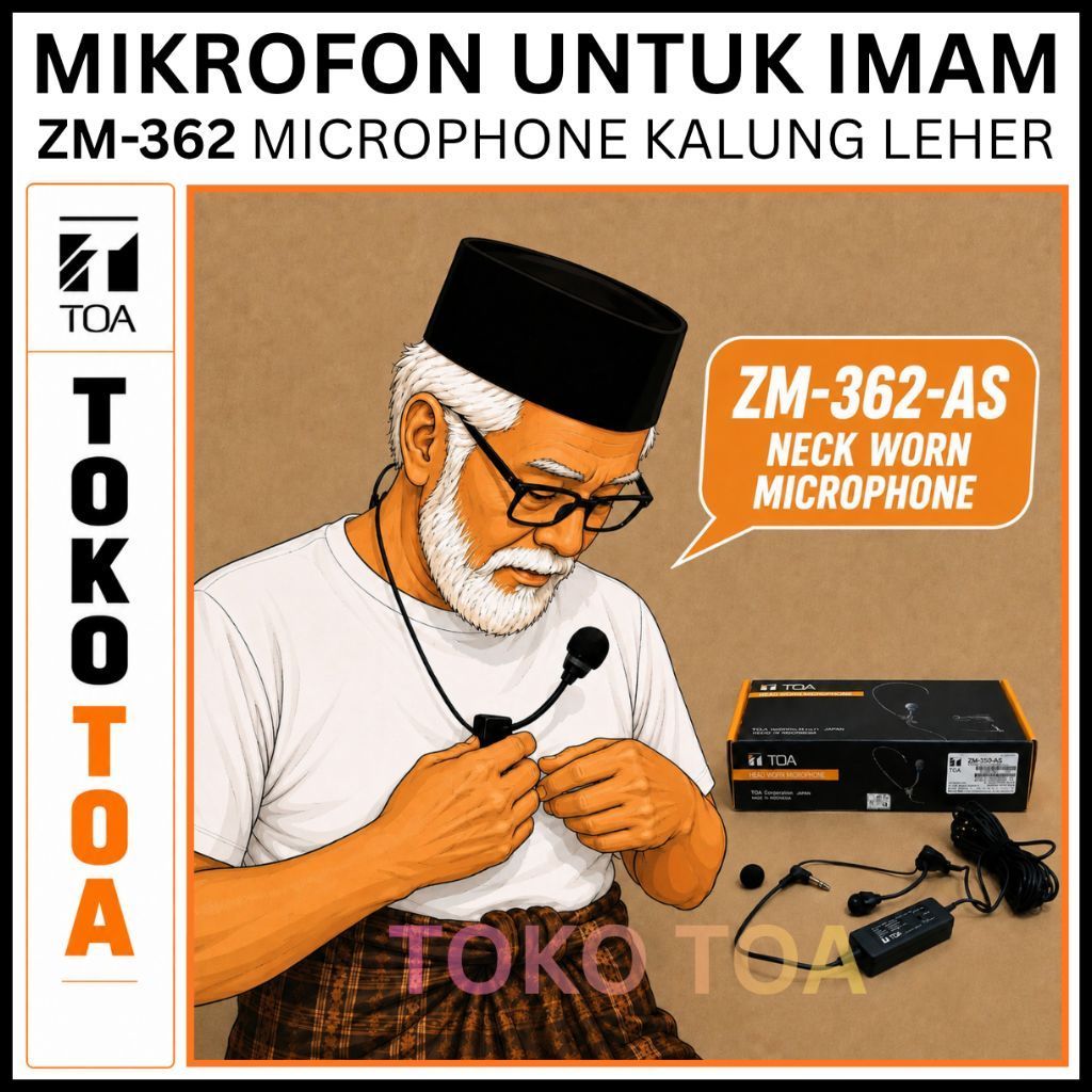 NECK WORM MICROPHONE TOA MIC LEHER ZM-362 ZM 362 MIKROFON IMAM MASJID
