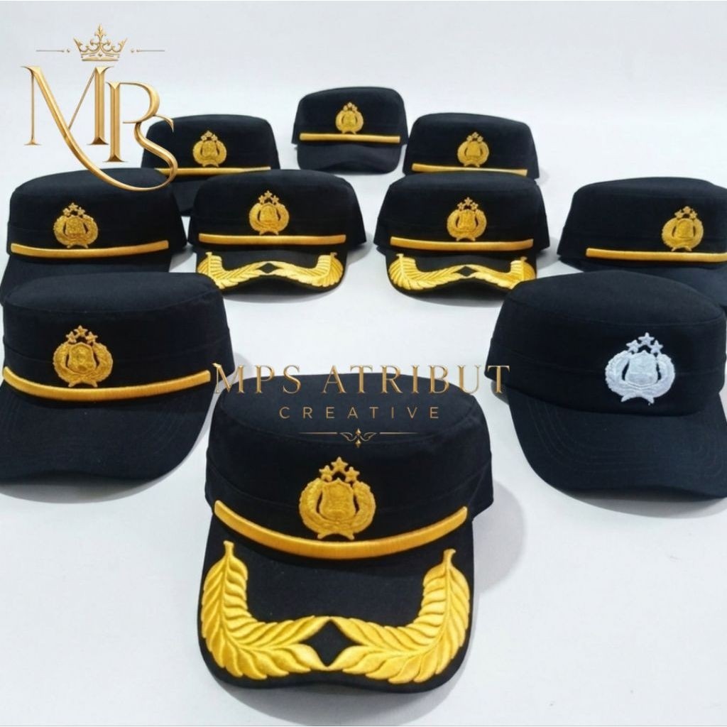 Topi Komando Polri Premium Luxury Terlengkap - Field Cap Polri Premium - Topi Komando Polri Bordir T