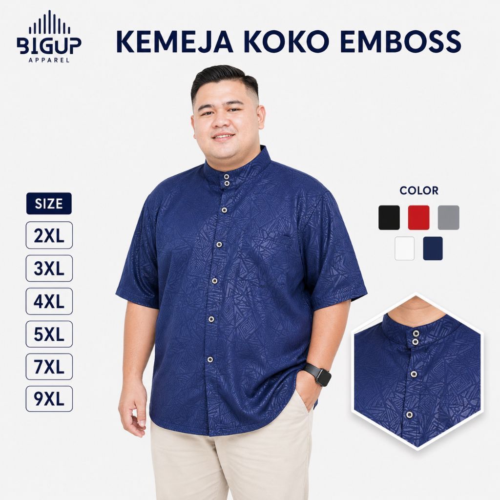 Kemko Sultan Embos Kemeja Koko Sultan Jumbo Big size