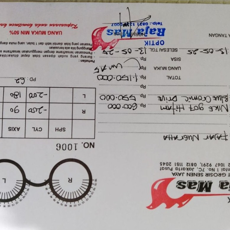 kwitansi optik untuk rembes kantor ,bisa kosong bisa jga di tulis skalian
