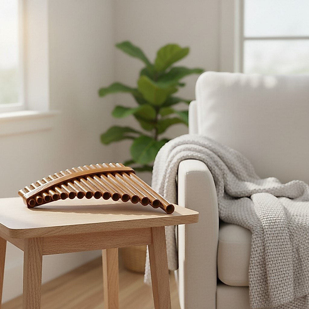 Bamboo Pan Flute with Bag 15Pipe Pan Flute Panpipes Curved Wind Instrument High Quality for