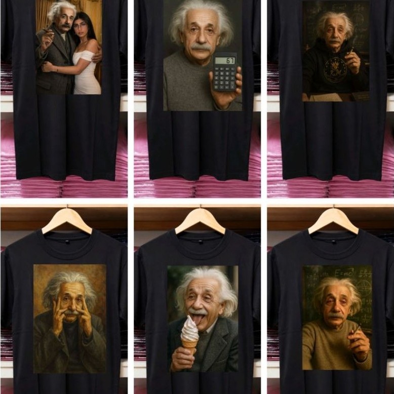 KAOS VINTAGE TOKOH ALBERT EINSTEIN MIA KHALIFA KAOS HITAM PRIA WANITA UNISEX PREMIUM