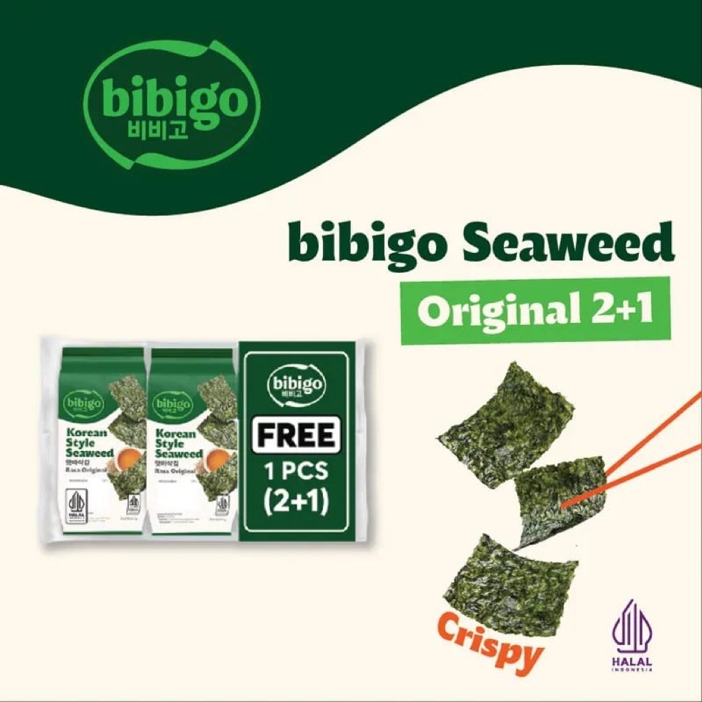 Bibigo Seaweed Original Korean Style Seaweed Crispy 2+1 Halal