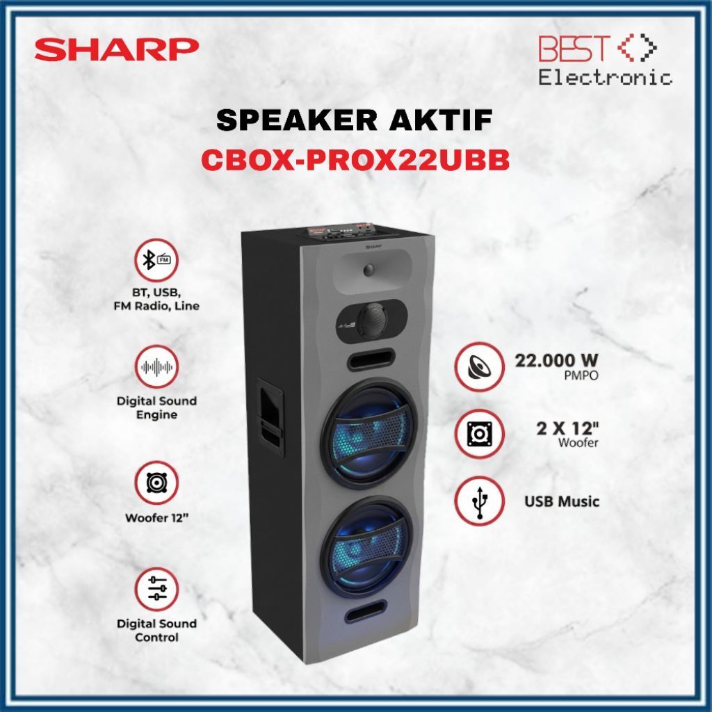 Speaker Aktif Sharp CBOXPROX22UBB 12 INCH CBOX PROX22UBB