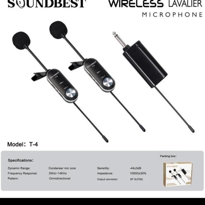 Mic Wireless Soundbest T4 Mic Wireless Clip On 2 mic clip on