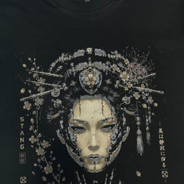 STANG Silent Beauty T-Shirt Black | Japanese Cyberpunk Graphic Streetwear