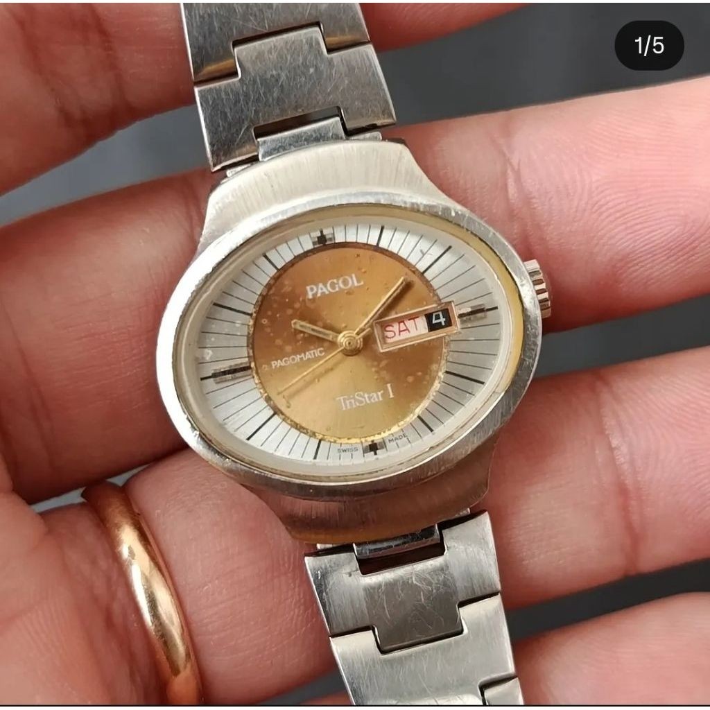 Jam Tangan Wanita Pagol TriStar 1 Analog Date Stainless Steel Strap