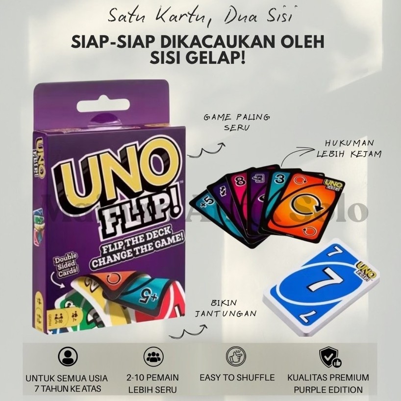 ( MAINAN ANAK ) Kartu Uno Flip Kartu Uno Dare Mainan Kartu Board Game Double Sided Cards ( 2784 / 27