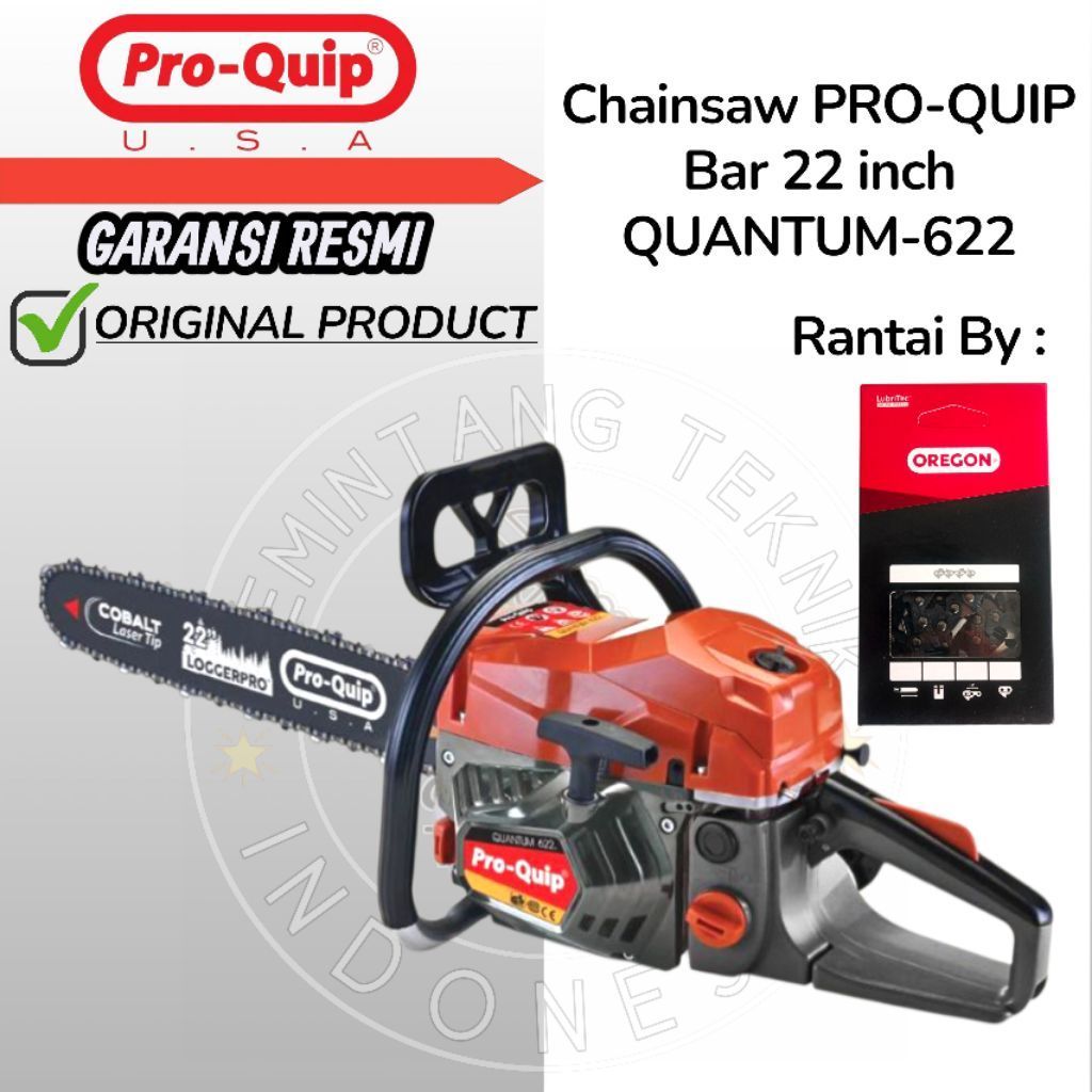 Mesin Senso 22 Inch Bar Laser Baja Rantai OREGON Merk PRO-QUIP ORIGINAL QUANTUM622 / Chainsaw 22 inc