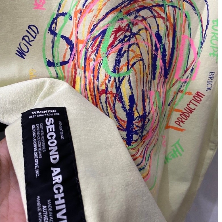 (70x60cm tanpa ditarik) kaos Second 2nd Archive warna hijau sage oversized katun microfiber t shirt