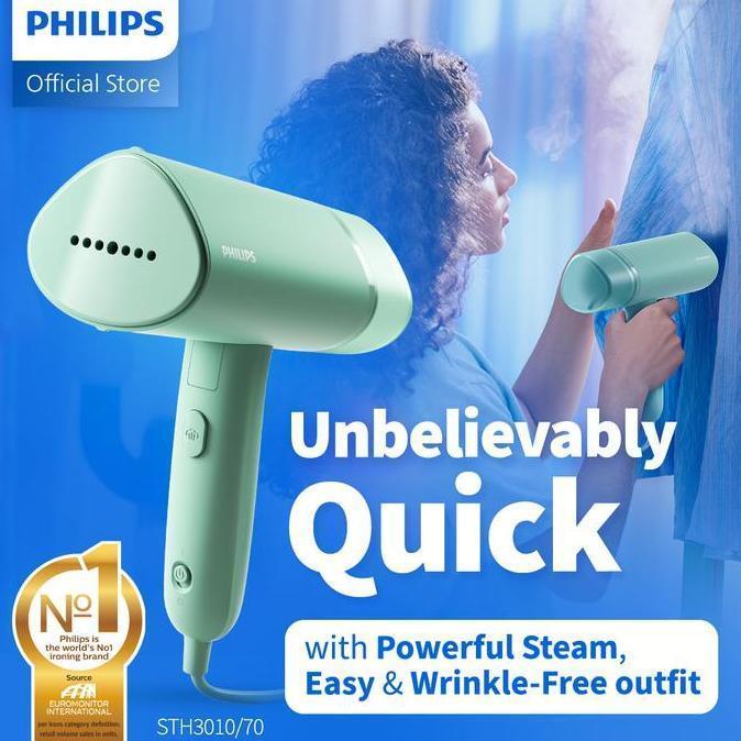 Philips Setrika Uap Handheld STH3010/70 Hijau - Setrika Uap Portable Dapat Dilipat, Setrika Uap Ring