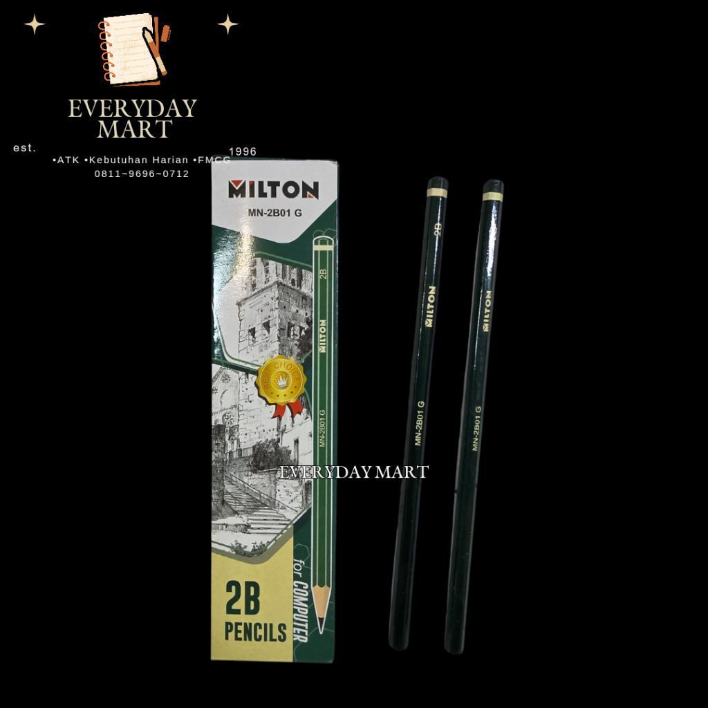 [GROSIR] 12  Pcs Pensil 2B Milton |  Pensil 2B Ekonomis | Pensil 2B Honey /Milton