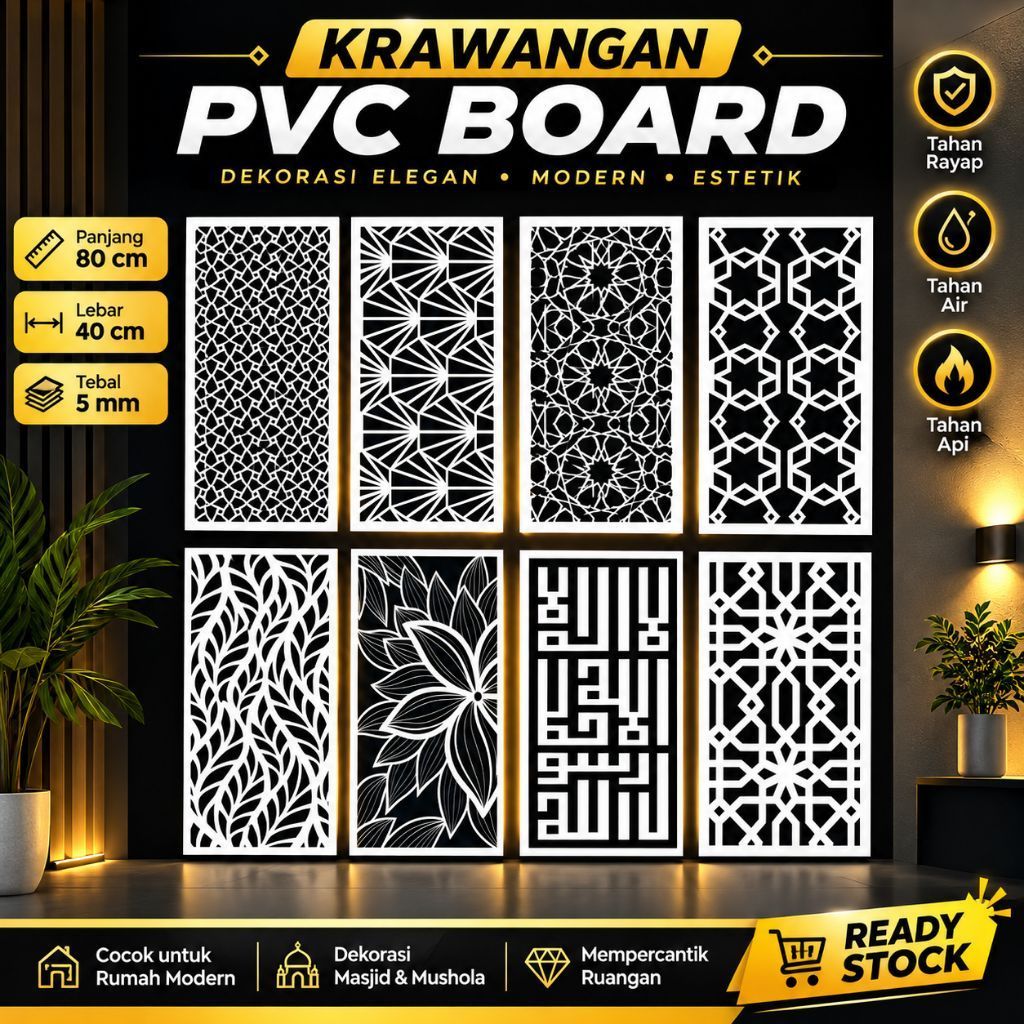 KRAWANGAN PVC BOARD / ORNAMEN PVC FOAM TEBAL 5MM /PARTISI