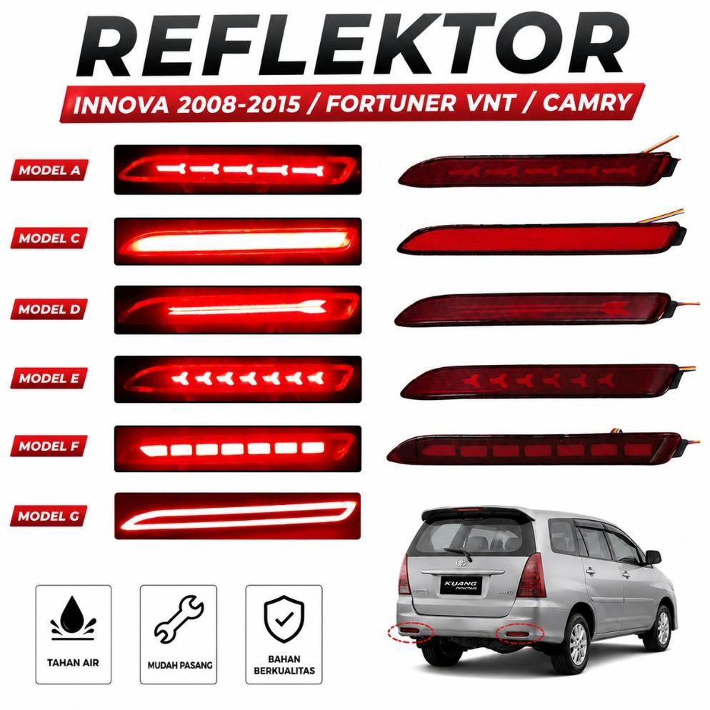 Reflektor LED Bumper Belakang Innova 2008-2015 Fortuner Camry Lampu Mata Kucing Aksesoris Mobil