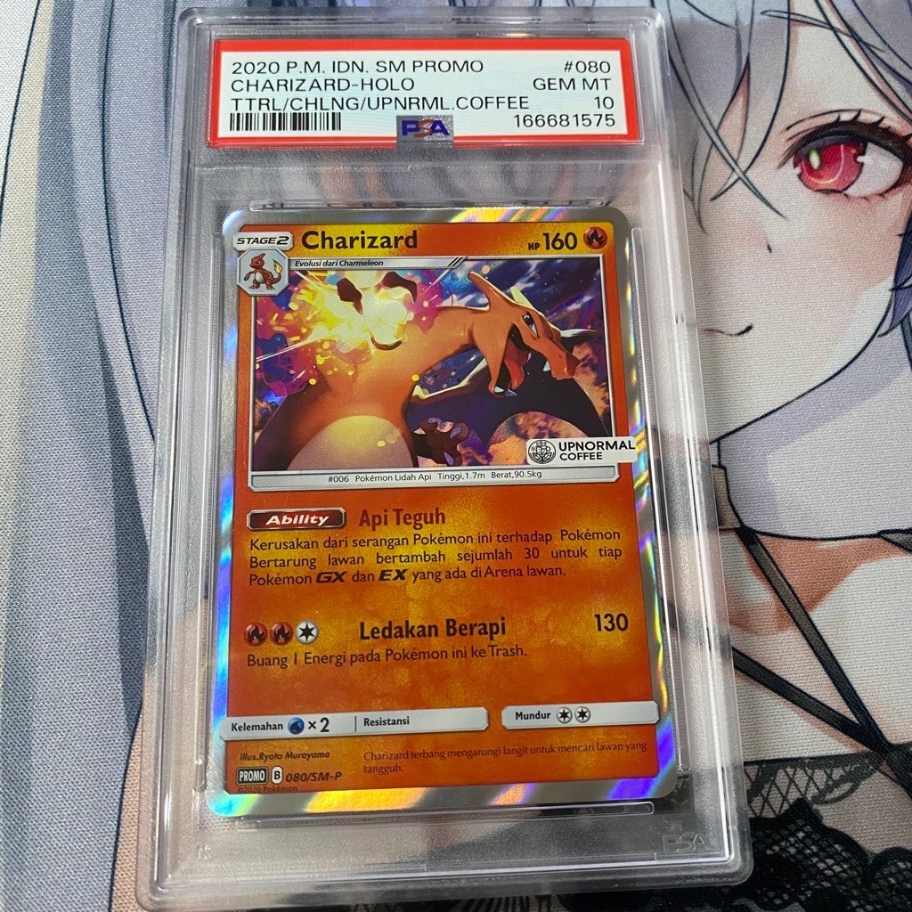 PSA 10 Charizard Holo Upnormal Coffee ID SM-P Sun & Moon Promo - Kartu Pokemon Card Game TCG Indones