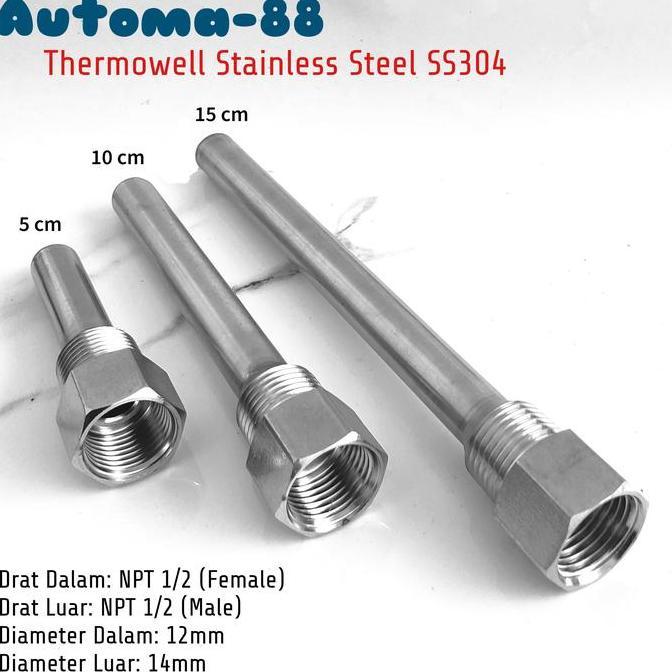 THERMOWELL 1/2 INCH NPT STAINLESS STEEL PELINDUNG TEMPERATURE SENSOR