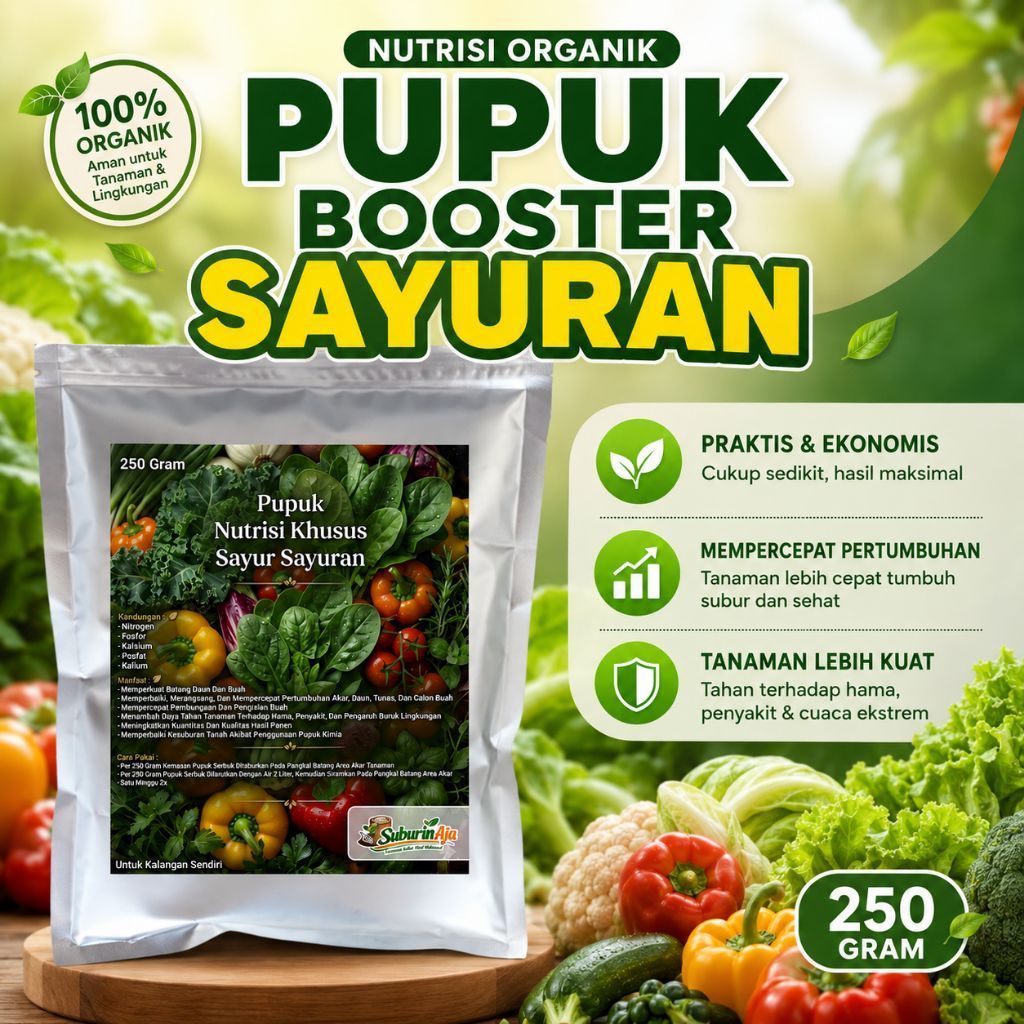Pupuk Sayur Sayuran Organik | Nutrisi Tanaman, Penyubur Tumbuhan | Booster - SuburinAja 250g