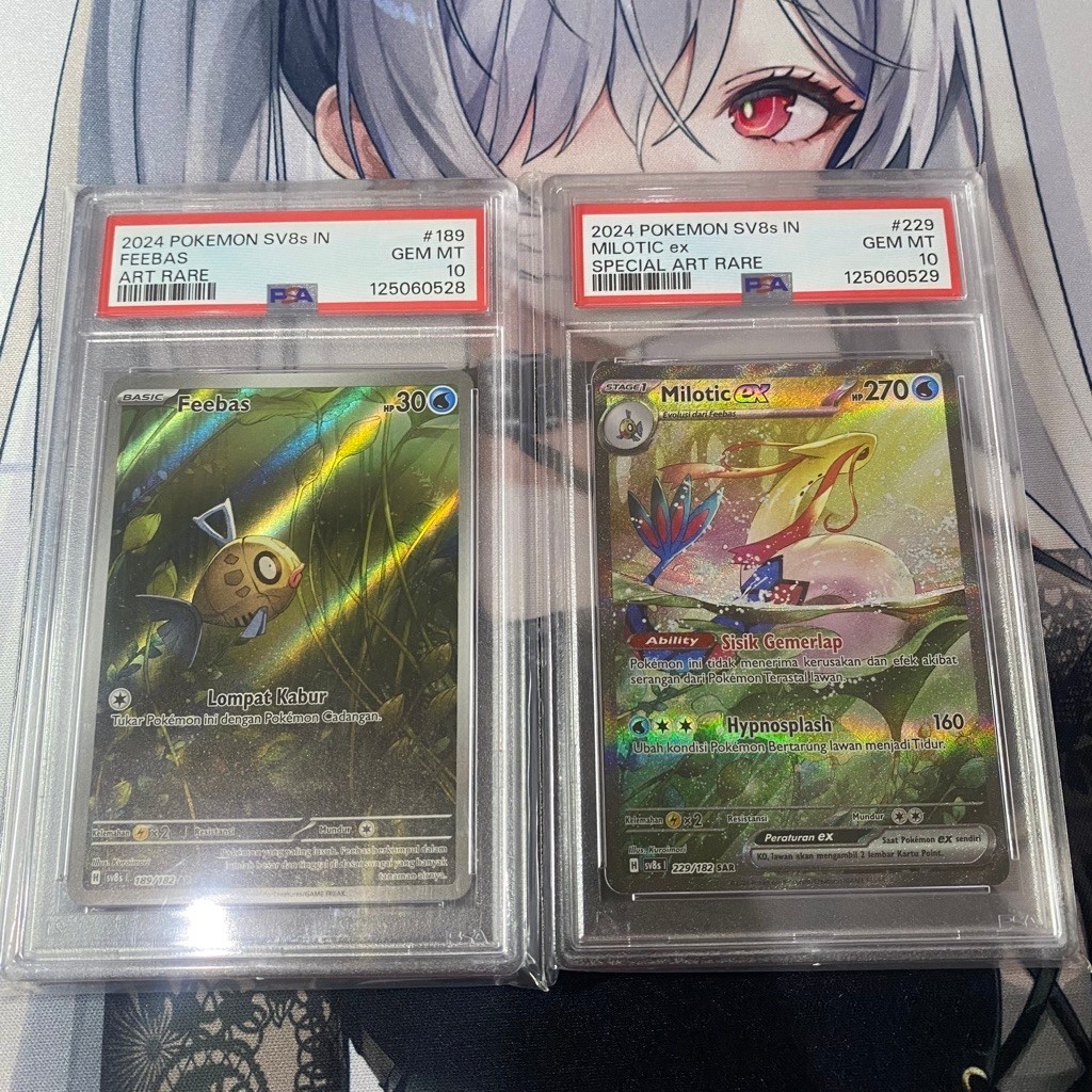 PSA 10 Milotic EX SAR & Feebas AR ID SV8S Kilat Rasi - Kartu Pokemon Card Game TCG Indonesia