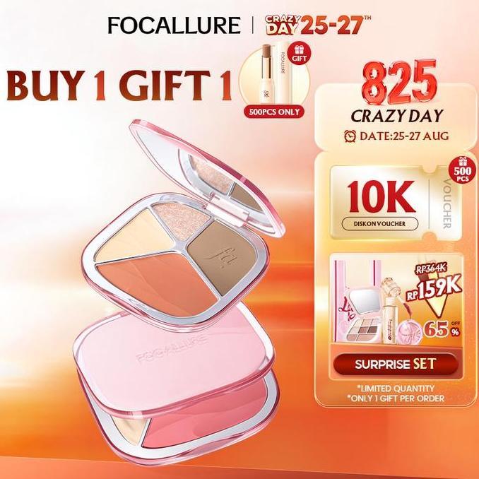 [Official] FOCALLURE Prism Multi Glow Palette Highlighter & Contour & Blush Multi-Use