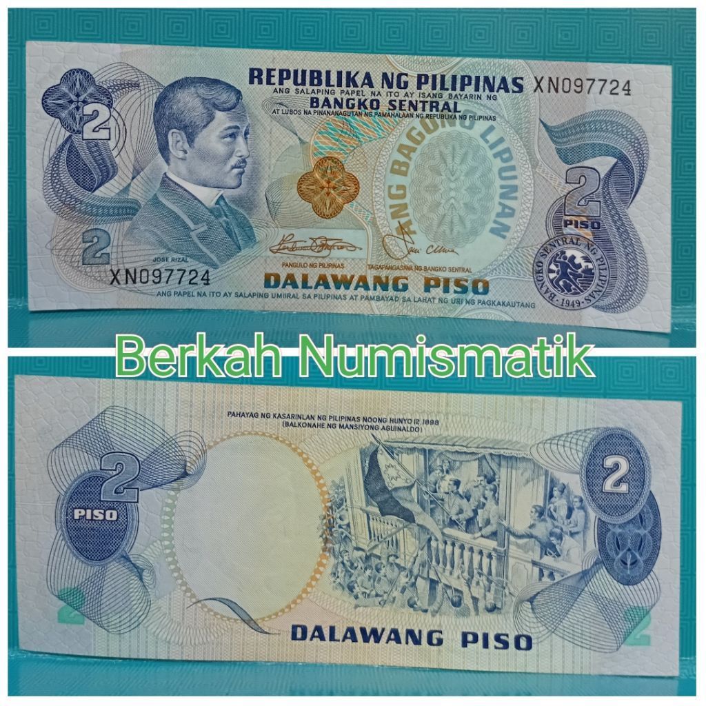 Uang Kuno Filipina 2peso langka UNC Sesuai Foto