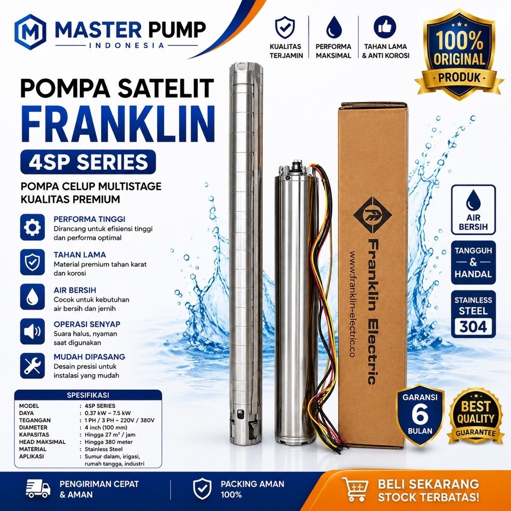 POMPA SATELIT FRANKLIN 3HP 3PHASE 4SP14/7 SUBMERSIBLE PUMP FRANKLIN
