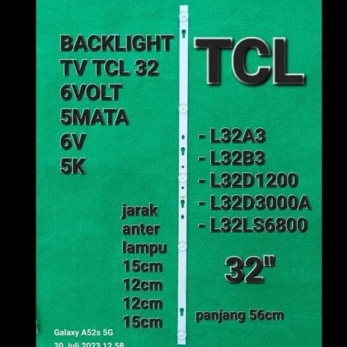 TCL BACKLIGHT TV 32 INCH 6V 5K 5 MATA LAMPU LED ORIGINAL  L32A3 L32B3 L32D1200 L32D3000A L32LS6800 L