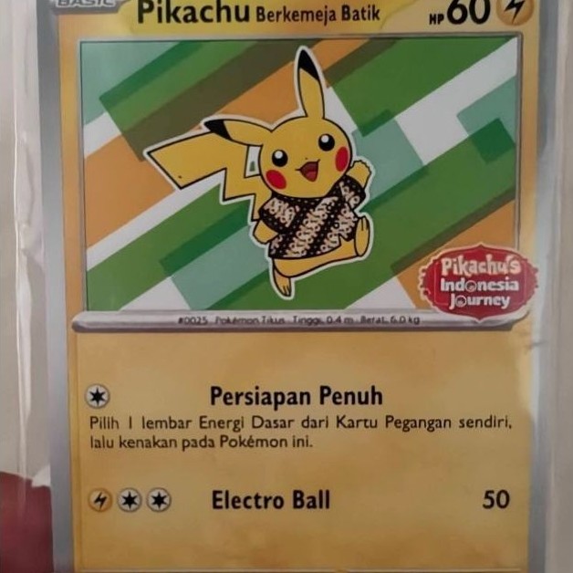 Kartu Pokemon Pikachu Batik Berkemeja Batik Hijau V1