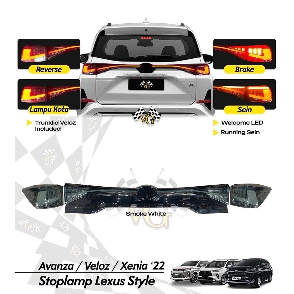 STOPLAMP AVANZA VELOZ XENIA 2022-2026 LEXUS STYLE SMOKE