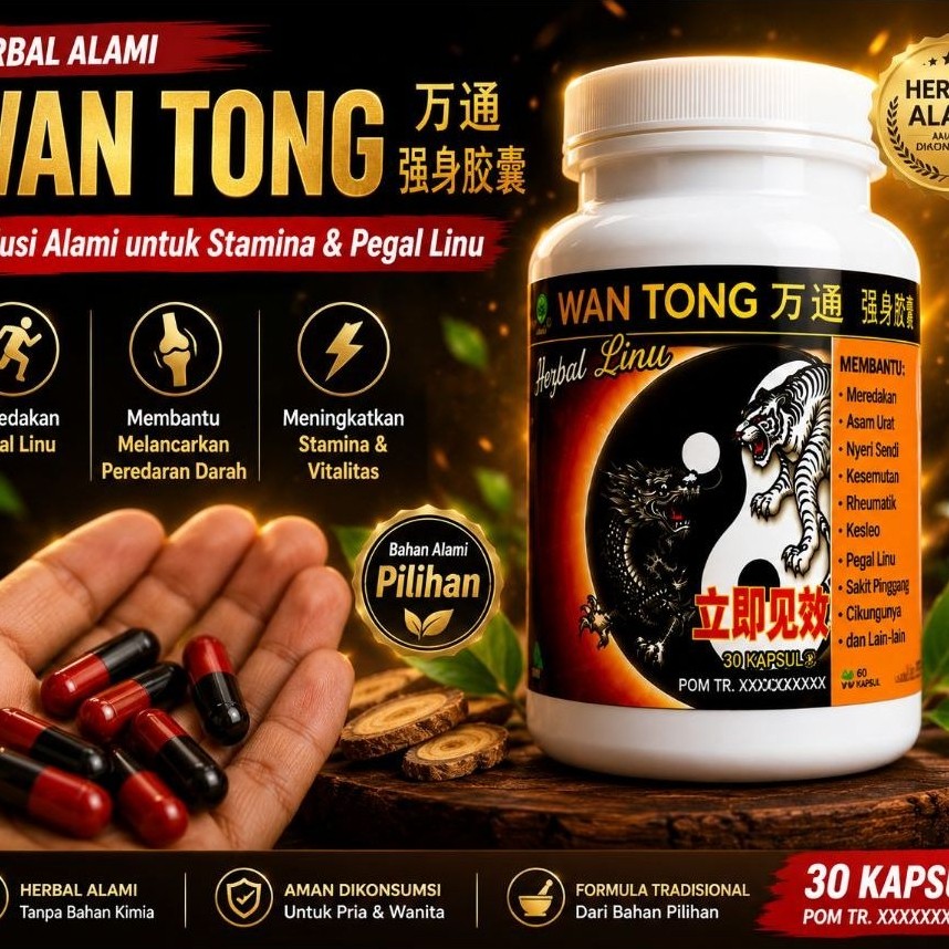 Jamu Herbal pegal linu dan asam urat WANTONG Kemasan botol isi 30