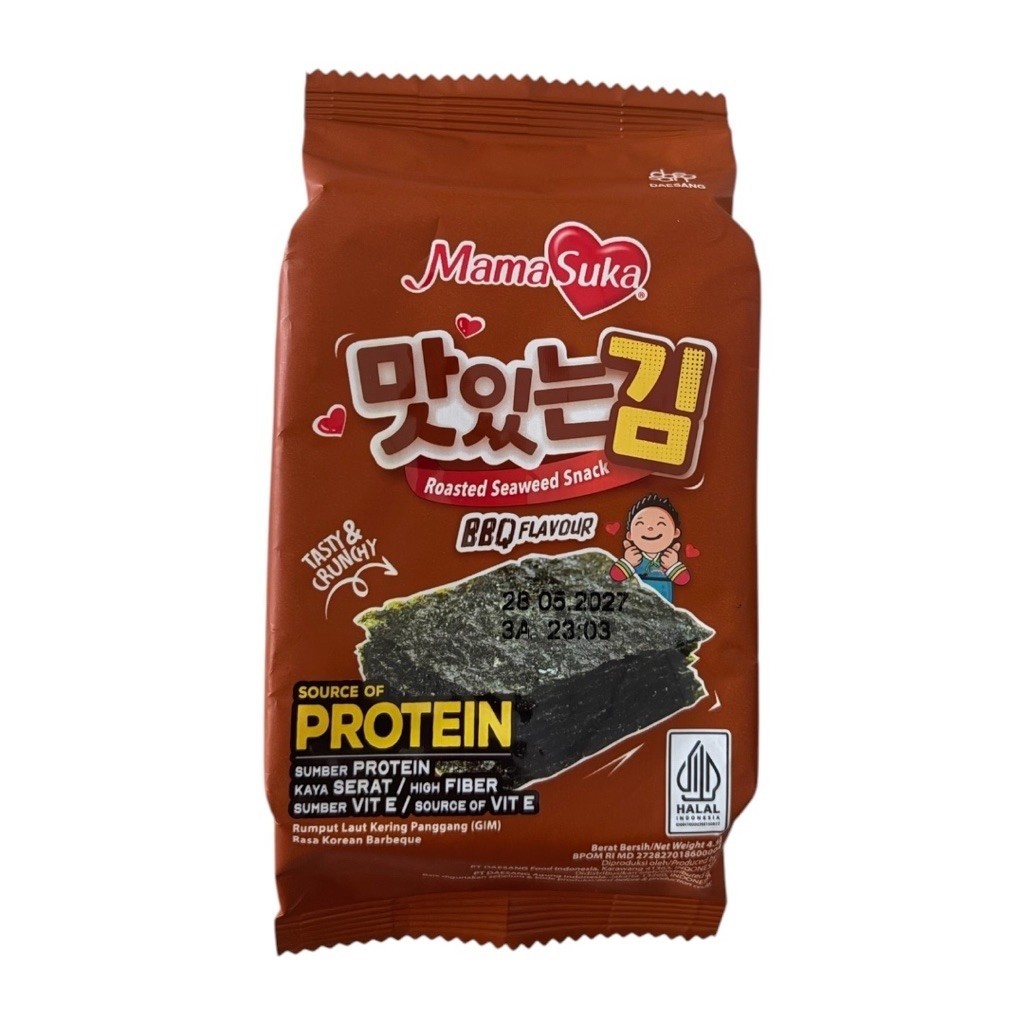 MamaSuka Rumput Laut Panggang (Nori) rasa Sapi Panggang - BBQ 4,5g