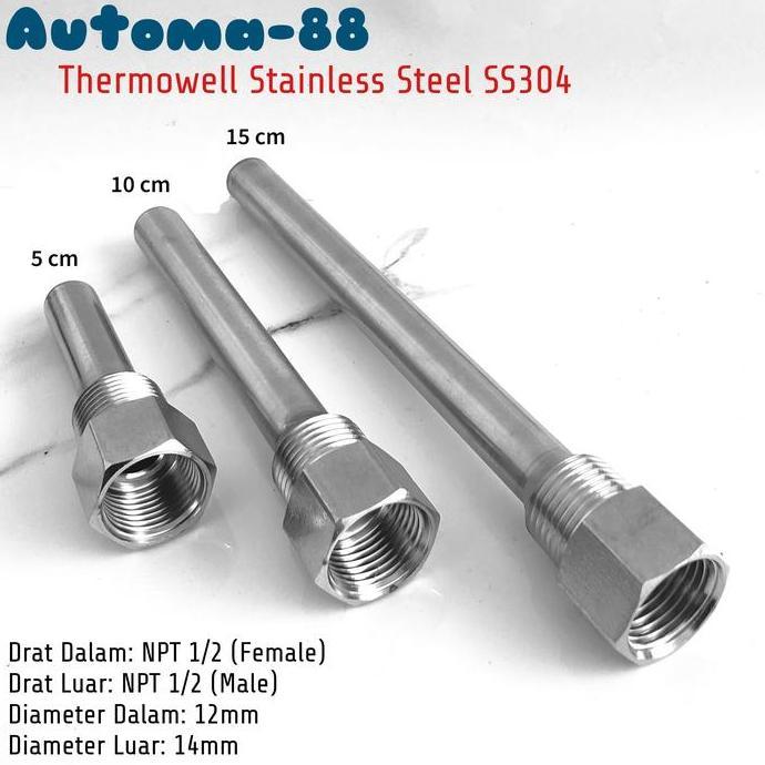 THERMOWELL 1/2 INCH NPT STAINLESS STEEL PELINDUNG TEMPERATURE SENSOR