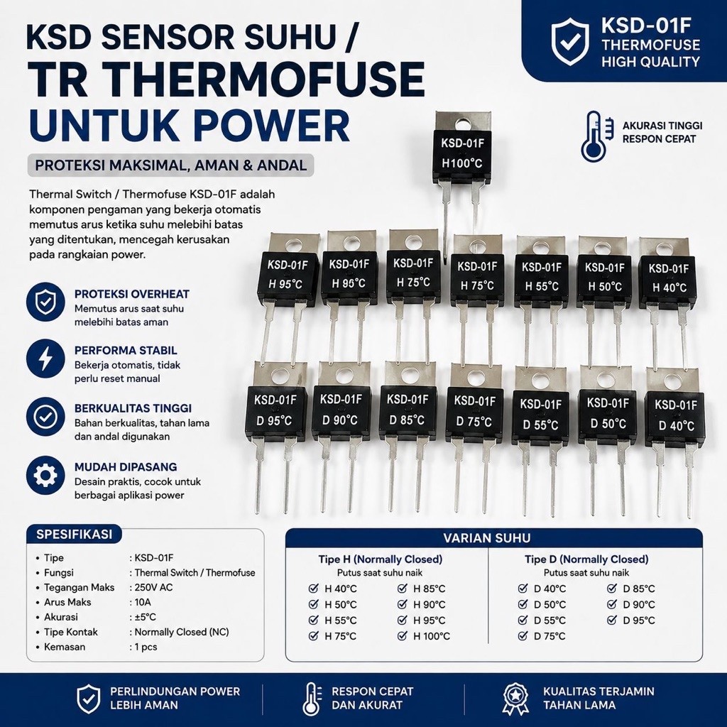 KSD sensor suhu / TR Thermofuse untuk power