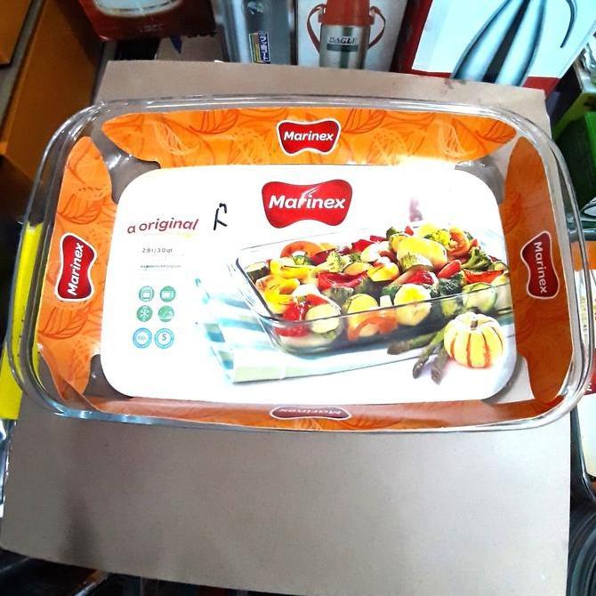 LOYANG MANGKOK KACA TEBAL PERSEGI MARINEX 9,5in 2.9 L Pyrex Microwave