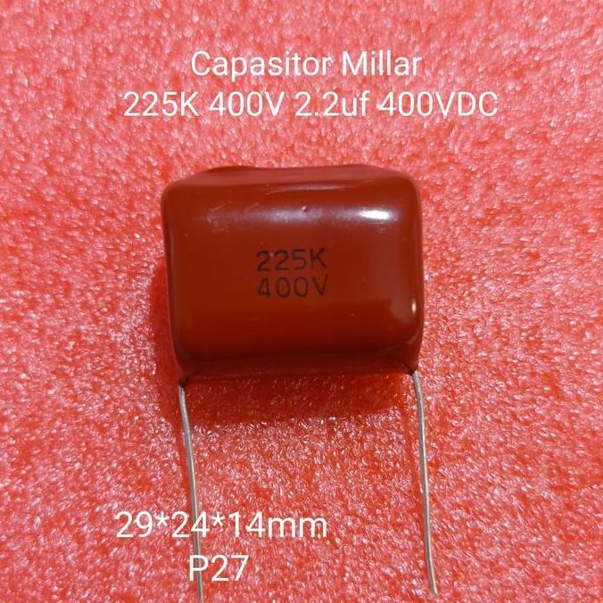 KAPASITOR MILAR 225K 400V 2,2UF 400VDC P27 NJ79