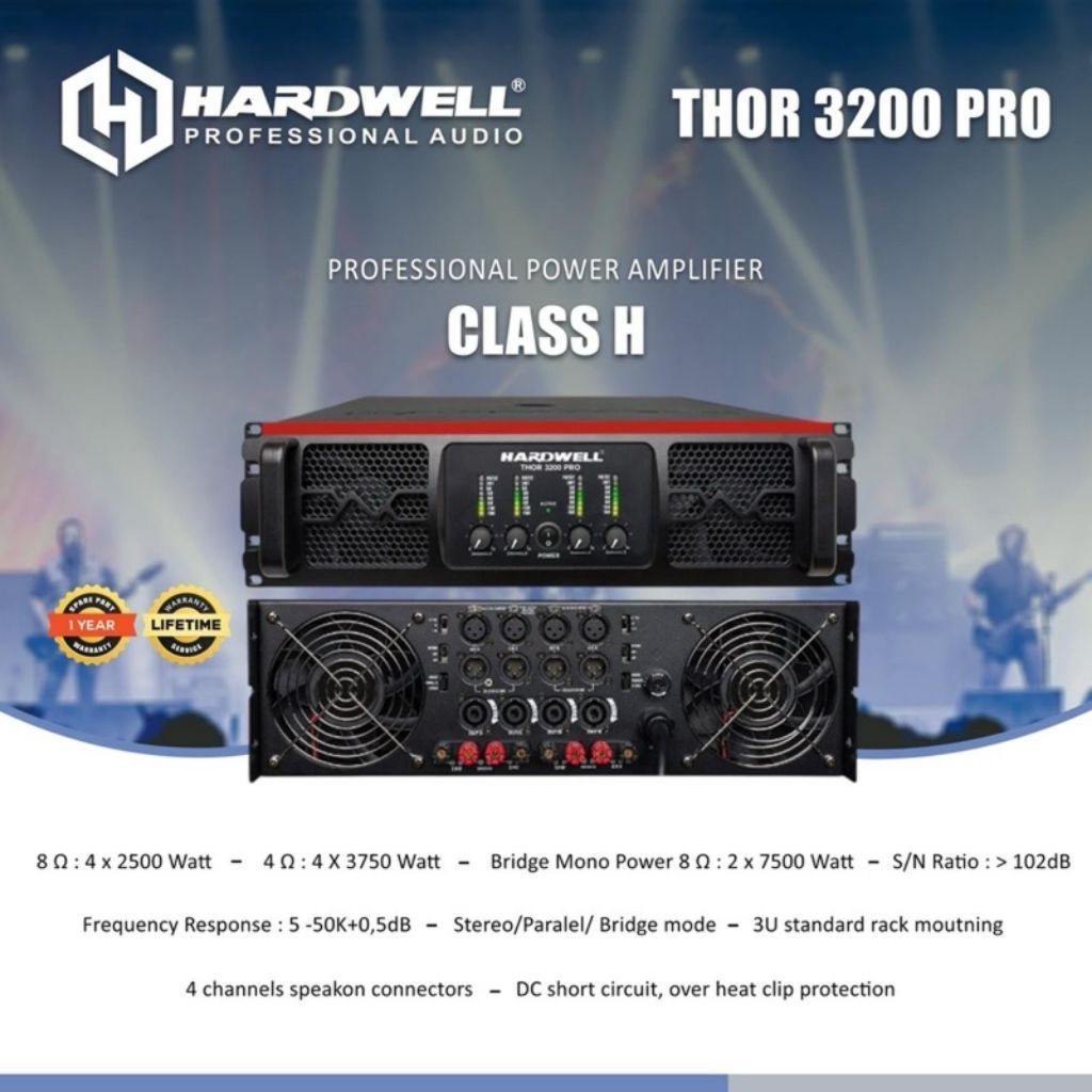 POWER AMPLIFIER HARDWELL THOR 3200 PRO / THOR3200 PRO / THOR 3200PRO 4 X 2500 WATT CLASS H ORIGINAL