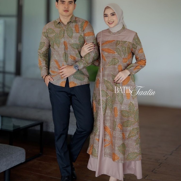 Batik Faatin | Gamis Asymetric | Gamis Batik Katun Kombinasi Polos toyobo premium | Batik Gamis moti