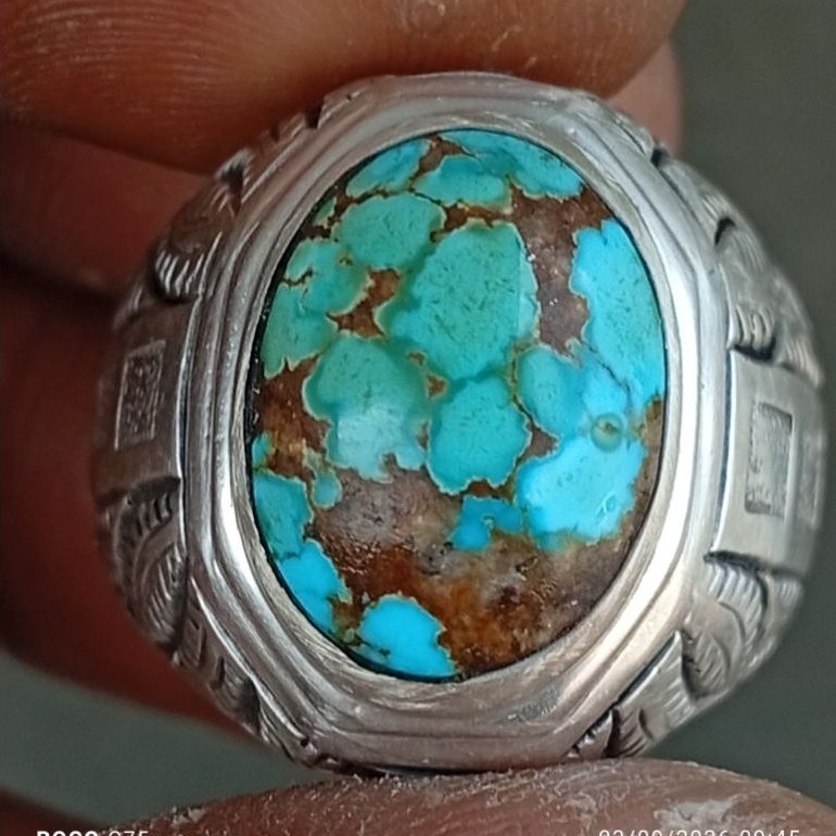 batu pirus persia lawas ring perak